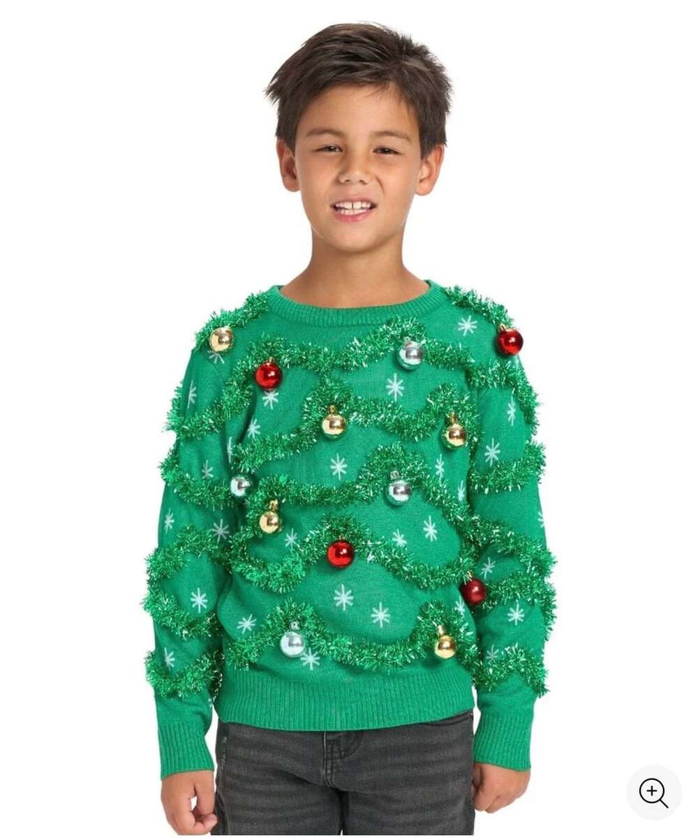 Gaudy Garland Ugly Christmas Sweater kids M Size 8 tipsy elves missing 1 ornamen